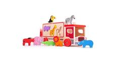 Bigjigs Toys Dřevěné auto se zvířátky safari 