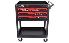 Dílenský vozík na nářadí MECHANIC TROLLEY JASON, 3 šuplíky, 1 police SIXTOL