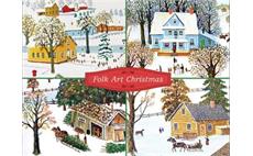 Galison Folk Art Christmas Deluxe Notecard Collection 24 ks 