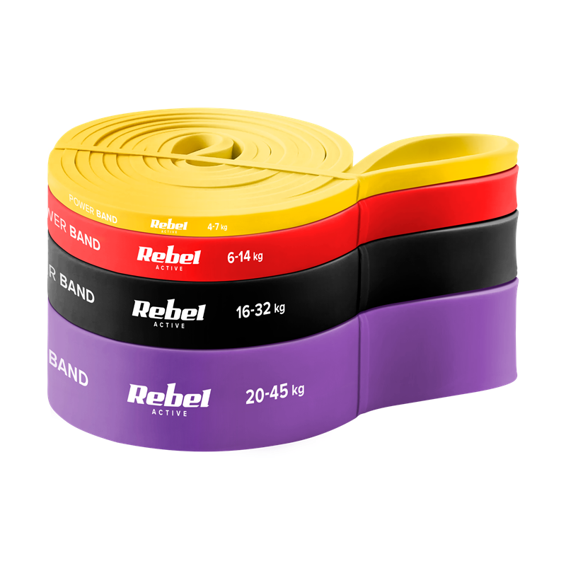 Guma posilovací REBEL ACTIVE RBA-3000-S4 Latexová sada cvičebních pásů - Power Band PLs-2, 4-45 kg, 4 pásy Guma posilovací REBEL ACTIVE RBA-3000-S4 Latexová sada cvičebních pásů - Power Band PLs-2, 4-45 kg, 4 pásy