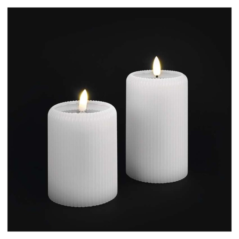 LED dekorace – 2x vosková svíčka s reálným plamenem, 4x AA, teplá bílá, časovač LED dekorace – 2x vosková svíčka s reálným plamenem, 4x AA, teplá bílá, časovač