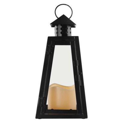 LED lucerna černá, hranatá, 26,5 cm, 3x AAA, vnitřní, vintage LED lucerna černá, hranatá, 26,5 cm, 3x AAA, vnitřní, vintage