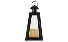 LED lucerna černá, hranatá, 26,5 cm, 3x AAA, vnitřní, vintage