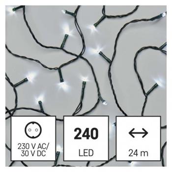 LED vánoční řetěz, 24 m, venkovní i vnitřní, studená bílá, časovač LED vánoční řetěz, 24 m, venkovní i vnitřní, studená bílá, časovač