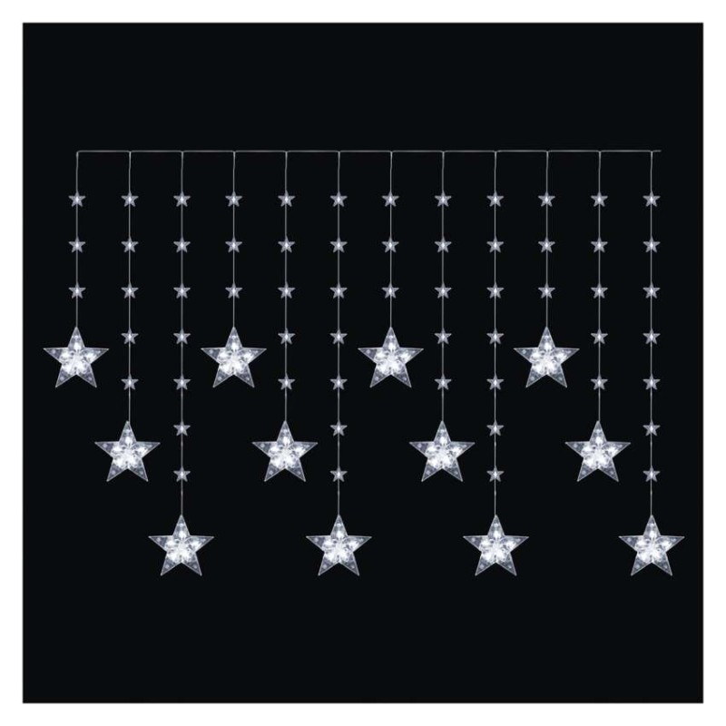 LED vánoční závěs – hvězdy, 170x85 cm, 3x AA, venkovní i vnitřní, studená bílá, časovač LED vánoční závěs – hvězdy, 170x85 cm, 3x AA, venkovní i vnitřní, studená bílá, časovač