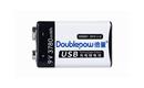 Nabíjecí baterie 9V 420mAh Doblepow 6F22, Li-ion, napájení USB-C