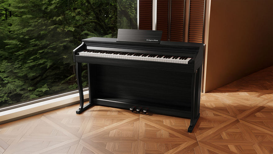Luxusní černé digitální piano s kladívkovou klaviaturou