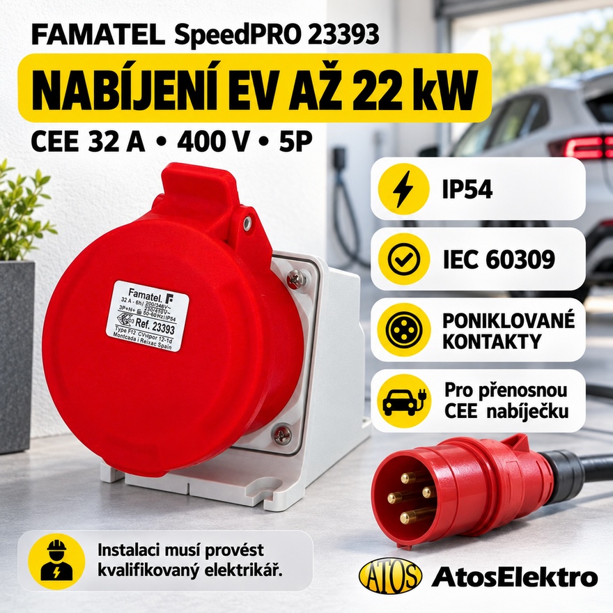 Zásuvka nástěnná Famatel 23393 IP54/400V/32A/5P 6h - SpeedPRO