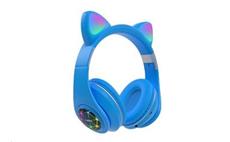 Oxe Bluetooth bezdrátová dětská sluchátka s ouškama, modrá