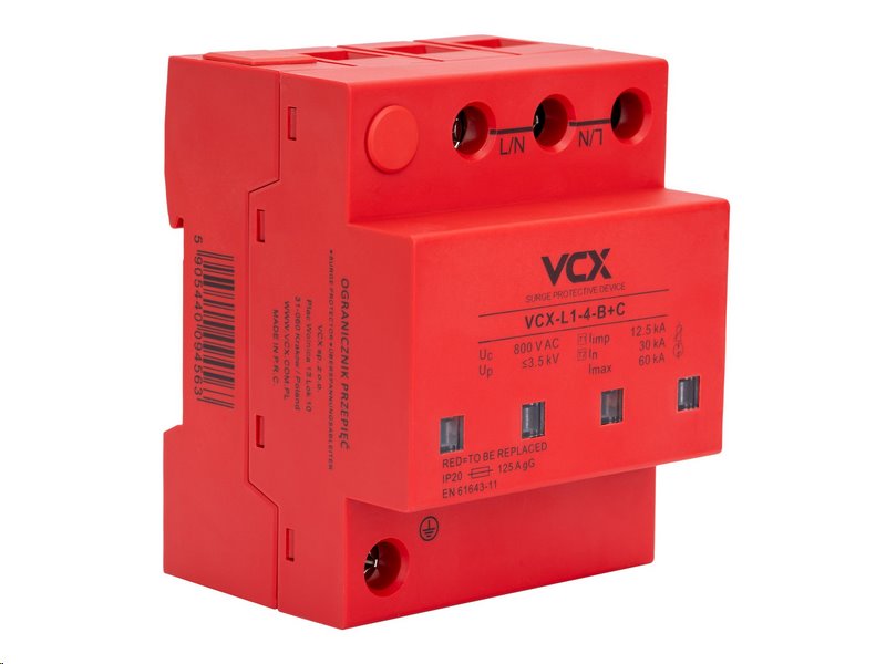 Přepěťová ochrana VCX L1-4-B+C AC třída T1T2 (B+C) 4P 800V 12.5kA MOV + GDT Professional Přepěťová ochrana VCX L1-4-B+C AC třída T1T2 (B+C) 4P 800V 12.5kA MOV + GDT Professional