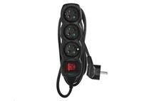Prodlužovací kabel EMOS PC1311 / 1,5 m / 3 zásuvky / s vypínačem / černý / PVC / 1 mm2
