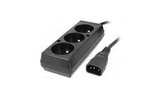 Prodlužovací kabel pro UPS 3 zásuvky (z C14 IEC320 na 3 CEE 7/5 FR, CZ zásuvky) max.10A, délka 30 cm, černý