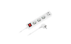 Prodlužovací kabel REBEL URZ3202-5  3 zásuvky, 5m, vypínač, 2xUSB, bílá