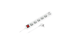 Prodlužovací kabel REBEL URZ3203-3  5 zásuvek, 3m, vypínač, 3x1,5mm, 2xUSB, bílá