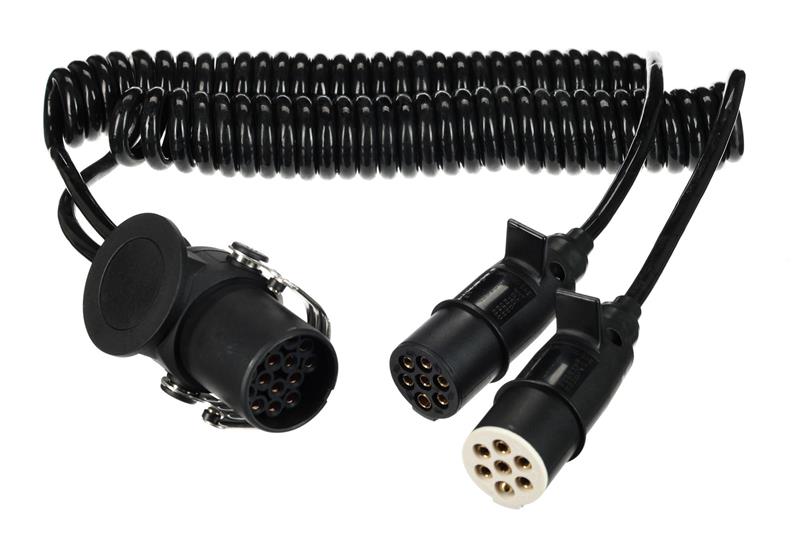 Propojovací spirálový adaptér z 15pin na 2x 7pin zástrčku (S+N) TRAILER CABLE 9, 24V, 3,5m SIXTOL Propojovací spirálový adaptér z 15pin na 2x 7pin zástrčku (S+N) TRAILER CABLE 9, 24V, 3,5m SIXTOL