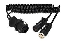 Propojovací spirálový adaptér z 15pin na 2x 7pin zástrčku (S+N) TRAILER CABLE 9, 24V, 3,5m SIXTOL