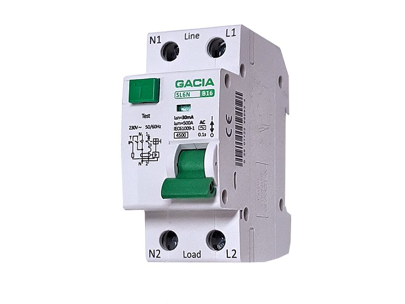 Proudový chránič GACIA SL6N typ AC /B25A/30mA/1P+N/4.5kA (s nadproudovou ochranou RCBO) Proudový chránič GACIA SL6N typ AC /B25A/30mA/1P+N/4.5kA (s nadproudovou ochranou RCBO)