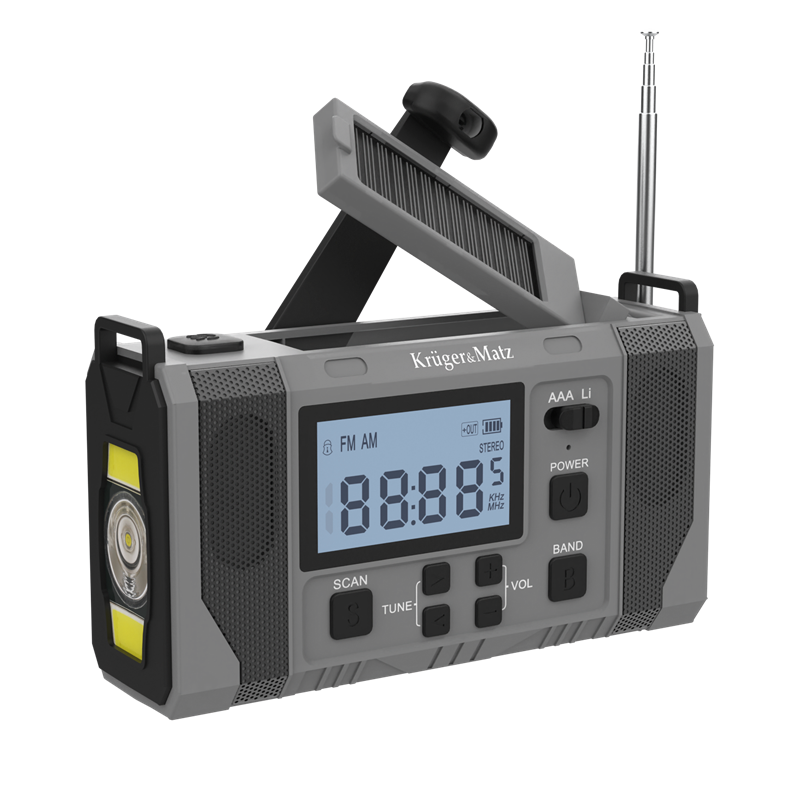 Rádio KRUGER & MATZ KM0838 SOS FM/ AM, powerbanka 10000mAh, svítilna, solar, dynamo Rádio KRUGER & MATZ KM0838 SOS FM/ AM, powerbanka 10000mAh, svítilna, solar, dynamo