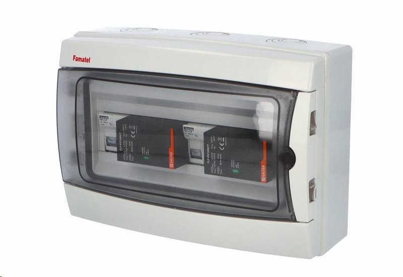 Rozvaděč SolarBOX FAMATEL fr012 T1+T2 (1000V DC) pro 2 stringy IP65 certifikovaný Rozvaděč SolarBOX FAMATEL fr012 T1+T2 (1000V DC) pro 2 stringy IP65 certifikovaný