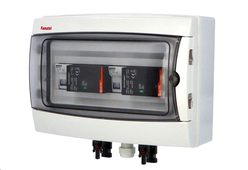 Rozvaděč SolarBOX FAMATEL fr014 T1+T2 (1000V DC) pro 2 stringy IP65 certifikovaný Rozvaděč SolarBOX FAMATEL fr014 T1+T2 (1000V DC) pro 2 stringy IP65 certifikovaný