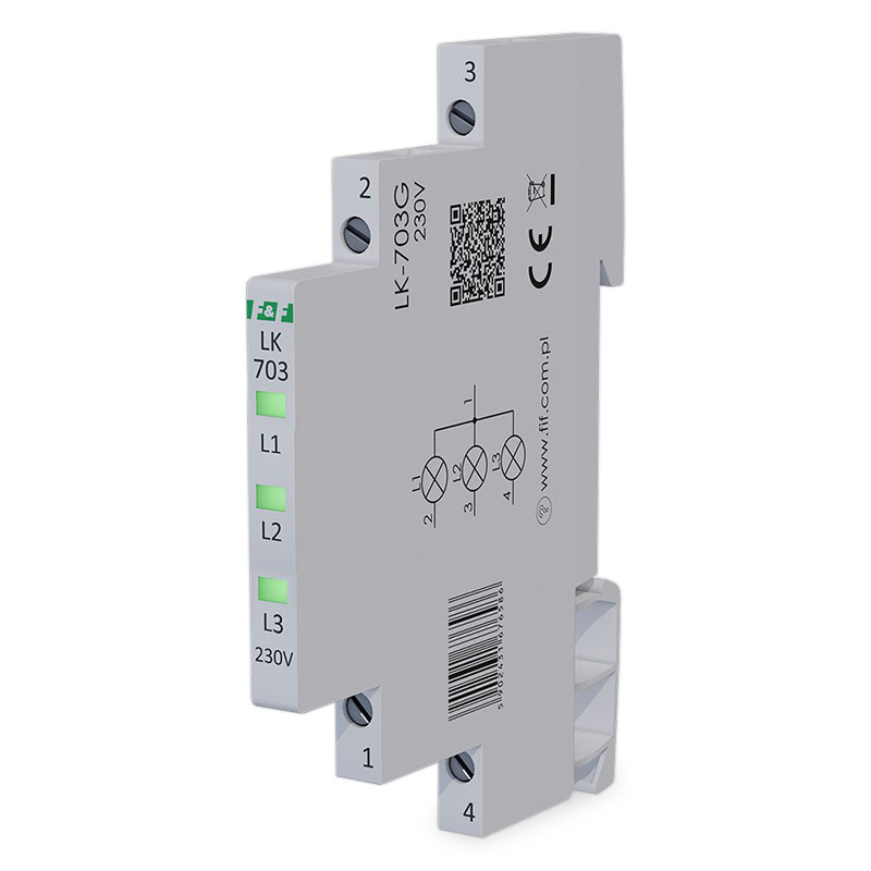 Signalizace třífázová F&F LK-703G/230V na DIN lištu Signalizace třífázová F&F LK-703G/230V na DIN lištu