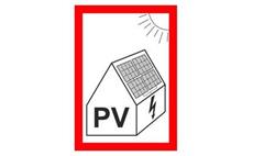 Symbol PV na fotovoltaiku 75x106 mm UV lamino - matné