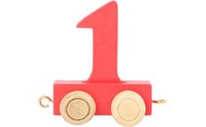 Vagónek dřevěné vláčkodráhy - barevné číslice - číslo 1 