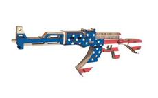 Woodcraft Dřevěné 3D puzzle Samopal AK47 v barvách Americké vlajky 